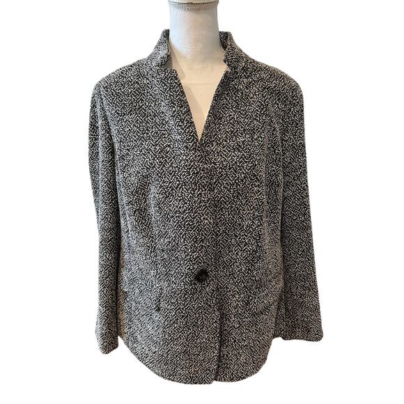 Talbots Woman Plus Size Boucle Blazer Black & White X - Picture 1 of 7